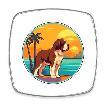 Saint Bernard chien race Cartoon Kawaii Clipart chien - Magnet carré - blanc - Devant