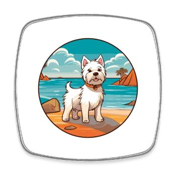 Westie Hund Rasse Cartoon Kawaii Clipart Aquarell - Viereckiger Kühlschrankmagnet - Weiß - Vorne