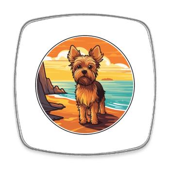 Yorkshire Terrier Hund Rasse Cartoon Kawaii Clipart - Viereckiger Kühlschrankmagnet - Weiß - Vorne
