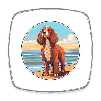 Russisch Spaniel Hund Rasse Cartoon Kawaii Clipart - Viereckiger Kühlschrankmagnet - Weiß - Vorne