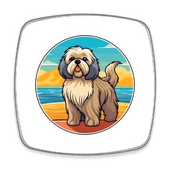 Tibetisch Kyi Apso Hund Rasse Cartoon Kawaii Clipart - Viereckiger Kühlschrankmagnet - Weiß - Vorne