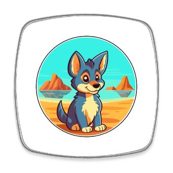 Tamaskan Dog Breed Cartoon Kawaii Clipart Dog Pet - Square fridge magnet - white - Front