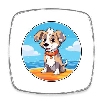 Taigan Dog Breed Cartoon Kawaii Clipart Watercolor - Square fridge magnet - white - Front