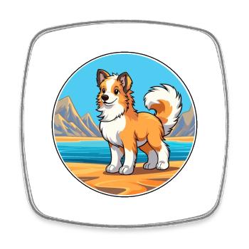 Taigan Kyrgyz Taighany Dog Breed Cartoon Kawaii - Square fridge magnet - white - Front