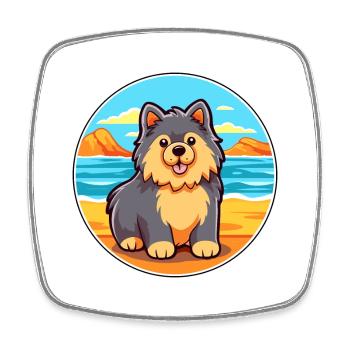 Chien de Laponie suédois race Cartoon Kawaii Clipart - Magnet carré - blanc - Devant