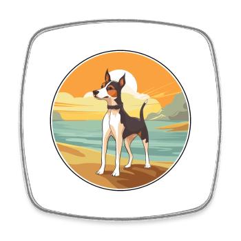 Glatter Foxterrier Hunderasse Cartoon Kawaii Hund - Viereckiger Kühlschrankmagnet - Weiß - Vorne