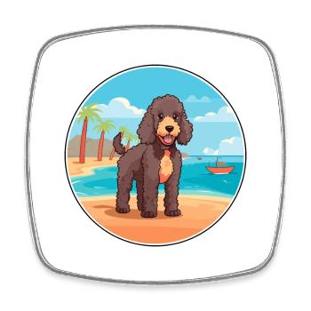 Spanischer Wasserhund Rasse Cartoon Kawaii Clipart Hund - Viereckiger Kühlschrankmagnet - Weiß - Vorne