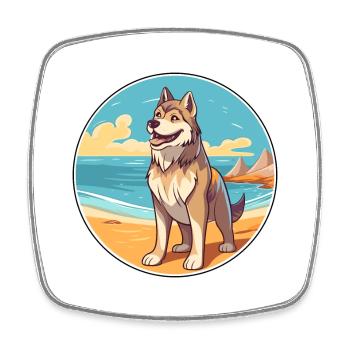 Saarloos Wolfhund Hund Rasse Cartoon Kawaii Clipart - Viereckiger Kühlschrankmagnet - Weiß - Vorne