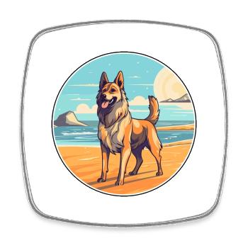 Schäferhund Rasse Cartoon Kawaii Clipart - Viereckiger Kühlschrankmagnet - Weiß - Vorne