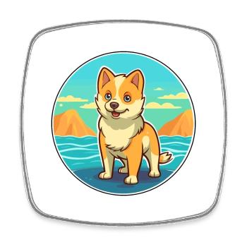 Shikoku Dog Breed Cartoon Kawaii Clipart Dog Pet - Square fridge magnet - white - Front