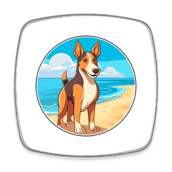 Glatter Collie Hund Rasse Cartoon Kawaii Clipart Hund - Viereckiger Kühlschrankmagnet - Weiß - Vorne
