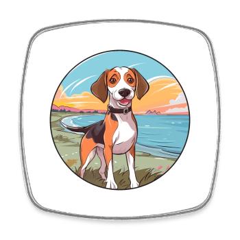 Chien tricolore sibérien race de chien Cartoon Kawaii - Magnet carré - blanc - Devant
