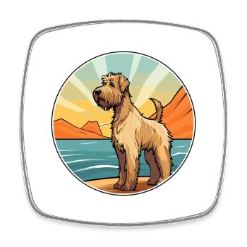 Doux enduit Wheaten Terrier Chien Race Dessin Animé Pet - Magnet carré - blanc - Devant