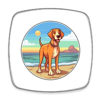 Serbischer Hund Rasse Cartoon Kawaii Clipart Hund - Viereckiger Kühlschrankmagnet - Weiß - Vorne