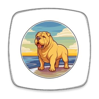 Shar Pei Hund Rasse Cartoon Kawaii Clipart Hund Haustier - Viereckiger Kühlschrankmagnet - Weiß - Vorne