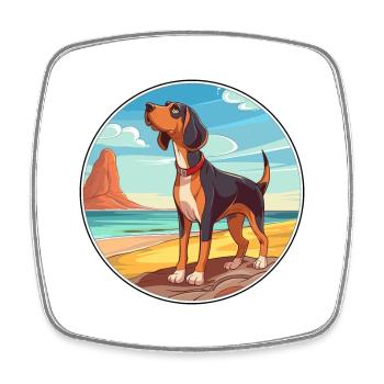 Serbischer dreifarbiger Jagdhund Rasse Cartoon Kawaii - Viereckiger Kühlschrankmagnet - Weiß - Vorne