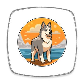 Sibérie Laika chien race Cartoon Kawaii Clipart - Magnet carré - blanc - Devant