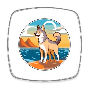Seppala Traîneau SibérienChien Race De Chien Dessin Animé Kawaii - Magnet carré - blanc - Devant