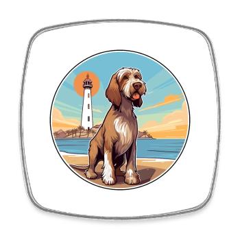Spinone Italiano chien race Cartoon Kawaii Clipart - Magnet carré - blanc - Devant