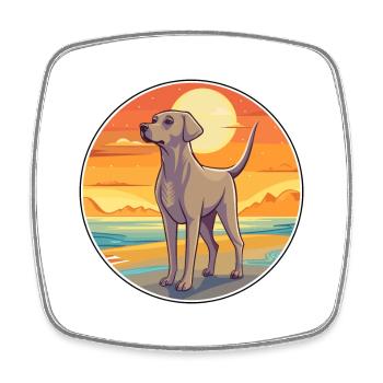 Sloughi Hund Rasse Cartoon Kawaii Clipart Hund Haustier - Viereckiger Kühlschrankmagnet - Weiß - Vorne