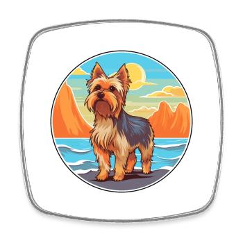 Silky Terrier chien race Cartoon Kawaii Clipart chien - Magnet carré - blanc - Devant