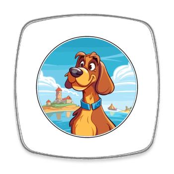Slovensky Kopov Dog Breed Cartoon Kawaii Clipart - Square fridge magnet - white - Front