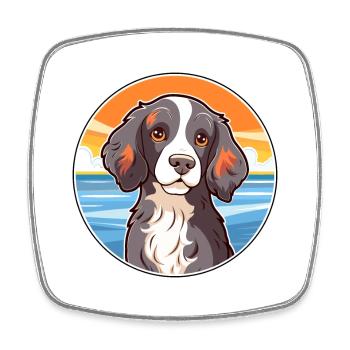 Spaniel Dog Breed Cartoon Kawaii Clipart Dog Pet - Square fridge magnet - white - Front