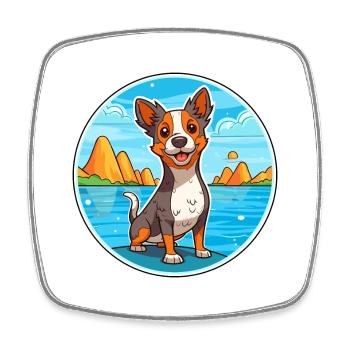 St Miguel Cattle Hund Rasse Cartoon Kawaii Clipart - Viereckiger Kühlschrankmagnet - Weiß - Vorne