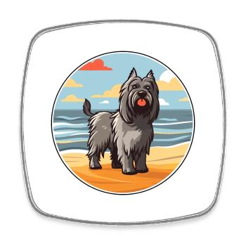 Skye Terrier chien race dessin animé Kawaii Clipart chien - Magnet carré - blanc - Devant