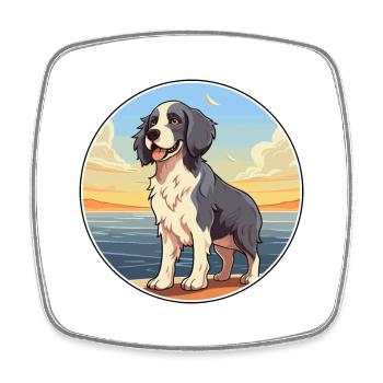 Stabyhoun chien race dessin animé kawaii clipart chien animal de compagnie - Magnet carré - blanc - Devant