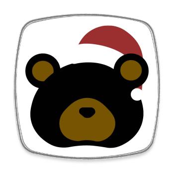 Black bear- Christmas edition - Square fridge magnet - white - Front