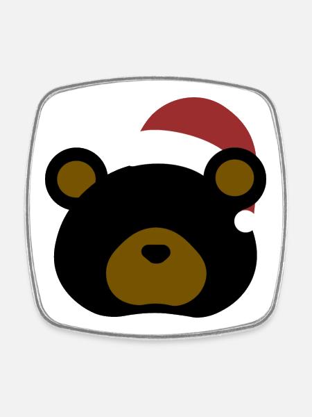 Ours noir - Édition de Noël - Magnet carré - blanc