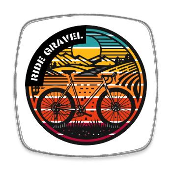 Retro Gravel Ride - Vintage Cycling Art - Square fridge magnet - white - Front