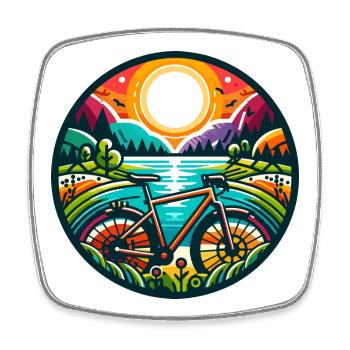 Colorful Gravel Quest: Sun-Kissed Wilderness - Square fridge magnet - white - Front