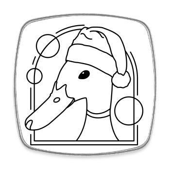 Christmas duck in geometric design - Square fridge magnet - white - Front