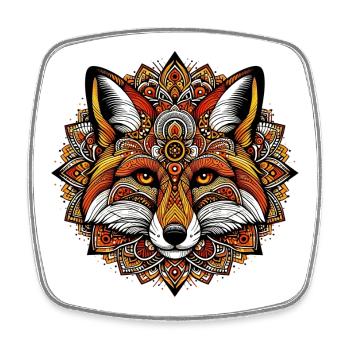 Fuchs mit Mandalas geschmückt - Viereckiger Kühlschrankmagnet - Weiß - Vorne