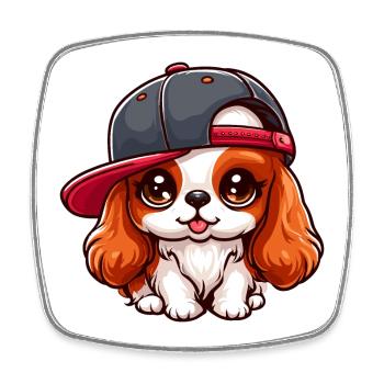 Cavalier King Charles Dog Cute Dog - Square fridge magnet - white - Front