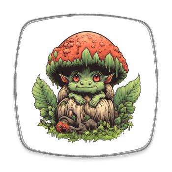 Little Mushroom Creature Forest Fantasy Mushroom Shirt - Square fridge magnet - white - Front