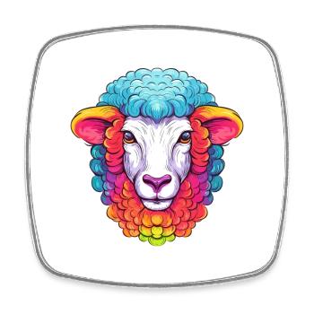 Schaf Buntes Aquarell Cartoon Kawaii Tier - Viereckiger Kühlschrankmagnet - Weiß - Vorne