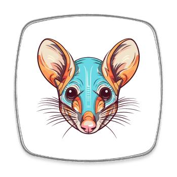 Elephant Shrew Colorful Watercolor Cartoon Kawaii - Square fridge magnet - white - Front