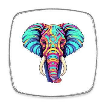 Elefant buntes Aquarell Cartoon Kawaii Tier - Viereckiger Kühlschrankmagnet - Weiß - Vorne