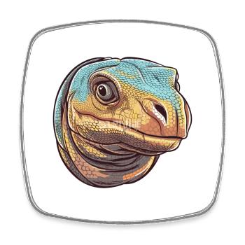 Komodowaran Bunte Aquarell-Karikatur Kawaii A - Viereckiger Kühlschrankmagnet - Weiß - Vorne