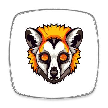 Lemur Colorful Watercolor Cartoon Kawaii Animal - Square fridge magnet - white - Front