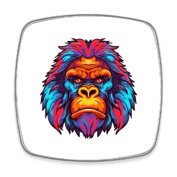Gorilla Colorful Watercolor Cartoon Kawaii Animal - Square fridge magnet - white - Front