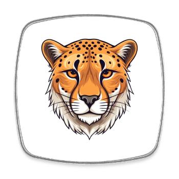 Cheetah Colorful Watercolor Cartoon Kawaii Animal - Square fridge magnet - white - Front