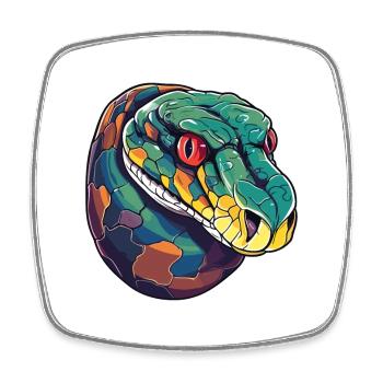 Anaconda Colorful Watercolor Cartoon Kawaii Animal - Square fridge magnet - white - Front