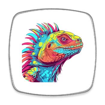 Iguana Colorful Watercolor Cartoon Kawaii Animal - Square fridge magnet - white - Front