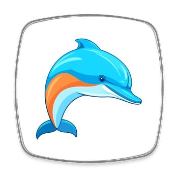 Dolphin Colorful Watercolor Cartoon Kawaii Animal - Square fridge magnet - white - Front