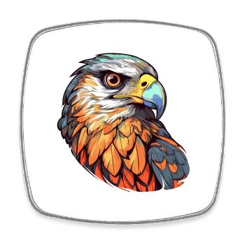 Falcon Colorful Watercolor Cartoon Kawaii Animal - Square fridge magnet - white - Front