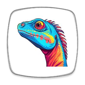 Lizard Colorful Watercolor Cartoon Kawaii Animal - Square fridge magnet - white - Front